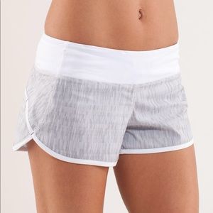 Gray & White Lululemon Speed Shorts